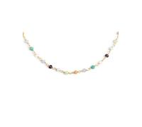 SINGULARU - Collana Crystals Colors. Girocollo in Argento Sterling 925 con Finitura Placcata Oro 18Kt. Catena Taglia Unica. Gioielli da Donna