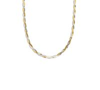 SINGULARU - Collana Lisse Twister Mix. Catena Bicolore in Acciaio Inossidabile con Placcatura Oro 18Kt. Intrecciata di Misura Unica 40 cm con Estensore. Gioielli da Donna