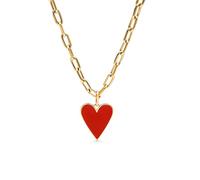 SINGULARU Collana da donna Lovely Heart Red Acciao Placcato Oro