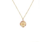 SINGULARU - Collana Medallion Stones Rosa. Acciaio con Placcatura in Oro 18Kt e Pietre Naturali. Gioielli da Donna