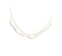 SINGULARU - Collana Pearl Chain. Acciaio con Placcatura Oro 18Kt. Catena con Perle Naturali d'Acqua Dolce. Lunghezza di 35 cm + 5 cm. Gioielli da Donna