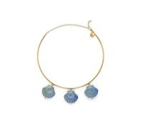 SINGULARU - Collana Shelly Blue. Acciaio con Placcatura in oro 18 kt e Ceramica. Gioielli da donna.