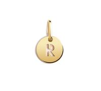 SINGULARU - Mini Medallion Letter. Pendente con Iniziale in Argento Sterling 925 con Finitura Placcata Oro 18 Kt. Abbinabile con Collana. Gioielli da Donna. Lettera R