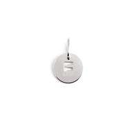 SINGULARU - Mini Medallion Letter. Pendente con Iniziale in Argento Sterling con Finitura Placcata Rodio. Abbinabile con Collana. Gioielli da Donna. Lettera F