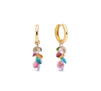 SINGULARU - Orecchini Candy Colors. Ottone con Placcatura Oro 18Kt. Lunghi e Pendenti con Cristalli Colorati e Zirconi. Chiusura Click/Congo. Gioielli da Donna