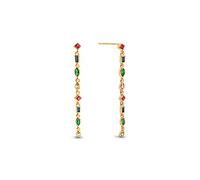 SINGULARU - Orecchini Cascade Colors. Argento Sterling 925 con Placcatura Oro 18Kt e Zirconi. Chiusura a Pressione. Gioielli da Donna