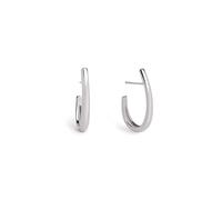 SINGULARU - Orecchini Cerchio Aby. Ottone con Placcatura Rodio. Chiusura a Pressione. Gioielli da Donna