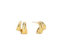 SINGULARU - Orecchini Cerchio Aire. Acciaio con Placcatura Oro 18Kt. Chiusura a Pressione in Silicone. Gioielli da Donna