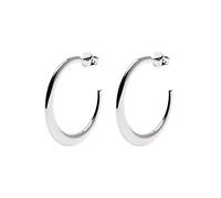 SINGULARU - Orecchini Cerchio Cenit. Ottone con Placcatura Rodio. Chiusura a Pressione. Gioielli da Donna