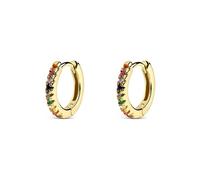 SINGULARU - Orecchini Cerchio Colors. Argento Sterling 925 con Placcatura Oro 18Kt. Chiusura Congo. Gioielli da Donna