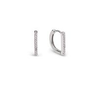 SINGULARU - Orecchini Cerchio Dina Sparks. Argento Sterling con Placcatura Rodio e Zirconi. Chiusura Click/Congo. Gioielli da Donna