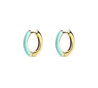 SINGULARU - Orecchini Cerchio Sky Enamel. Ottone con Placcatura Oro 18Kt. Chiusura Congo. Gioielli da Donna