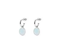 SINGULARU - Orecchini Cerchio Smiley Sky Enamel. Ottone con Placcatura Rodio. Chiusura a Pressione. Gioielli da Donna