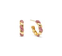 SINGULARU - Orecchini Cerchio Twist Spark. Ottone con Placcatura in Oro 18 Kt e Zirconia. Gioielli da Donna.