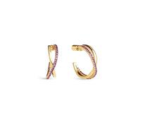 SINGULARU - Orecchini Cerchio X Lavande. Ottone con Placcatura Oro 18Kt. Chiusura in Silicone Placcata Oro 18Kt. Gioielli da Donna