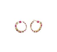 SINGULARU - Orecchini Circle Estellar. Ottone con Placcatura in oro 18 kt e Zirconia. Gioielli da donna.
