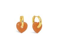 SINGULARU - Orecchini Cuore Jade. Ottone con Placcatura Oro 18Kt. Chiusura Click/Congo. Gioielli da Donna