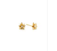 SINGULARU Orecchini da donna Gardenia Placcato Oro | Ottone placcato oro 18 kt conferisce eleganza con un design a fiore e zircone centrale.