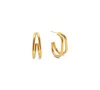 SINGULARU - Orecchini Double Bossa. Acciaio avec Placcatura in oro 18 kt. Gioielli da donna.