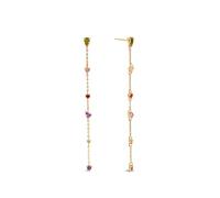 SINGULARU - Orecchini Drop Glam. Ottone con Placcatura Oro 18Kt. Lunghi con Zirconi. Chiusura in Silicone. Gioielli da Donna