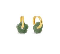 SINGULARU - Orecchini Flor Jade. Ottone con Placcatura Oro 18Kt. Chiusura Click/Congo. Gioielli da Donna