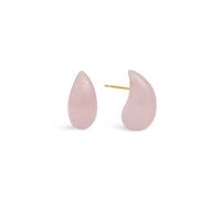 SINGULARU - Orecchini Gota Crush. Ottone con Placcatura Oro 18Kt con Pietra Naturale Quarzo. Chiusura in Silicone. Gioielli da Donna