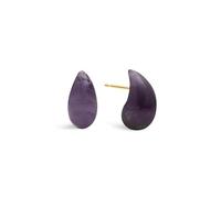 SINGULARU - Orecchini Gota Midnight. Ottone con Finitura in Bagno d'Oro 18Kt con Pietra Naturale Quarzo. Chiusura in Silicone. Gioielli per Donna