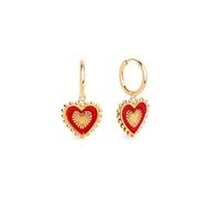 SINGULARU - Orecchini Heart Reversed Enamel. Acciaio inossidabile con placcatura in oro 18 Kt. Chiusura congo/click. Gioielli da donna