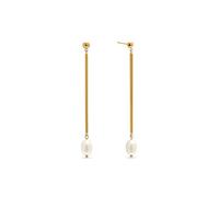 SINGULARU - Orecchini Pearl Stick. Acciaio avec Placcatura in oro 18 kt et Perla coltivata. Bijoux pour Femme.
