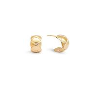 SINGULARU - Orecchini Tweed. Acciaio con Placcatura Oro 18Kt. Cerchi con Chiusura in Silicone. Gioielli da Donna