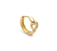 SINGULARU - Orecchino sciolto cerchio cuore. Argento Sterling con placcatura in oro 18 kt e zirconi. Gioielli da donna.