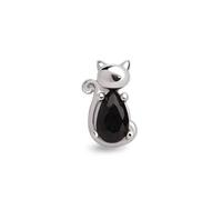 SINGULARU - Orecchino Singolo Cat Black. Argento Sterling 925 con Placcatura Rodio. Combinabile con Zircone Nero. Gioielli da Donna