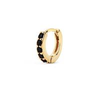 SINGULARU - Orecchino Singolo Cerchio Cleo M Black. Argento Sterling 925 con Finitura in Oro 18Kt. Chiusura Congo. Gioielli per Donna