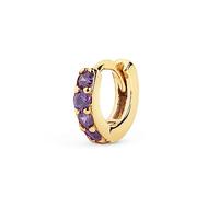 SINGULARU - Orecchino Singolo Cerchio Cleo S Lavanda. Argento Sterling 925 con Finitura in Oro 18Kt. Chiusura Congo. Gioielli per Donna