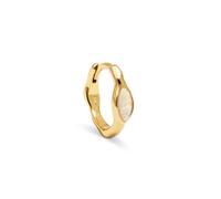 SINGULARU - Orecchino Singolo Cerchio Hope. Ottone con Placcatura in Oro 18 Kt e Pietra Sintetica. Gioielli per Donna.
