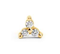 SINGULARU - Orecchino Singolo Clover. Argento Sterling 925 con Finitura in Oro 18Kt. Chiusura a Pressione. Gioielli per Donna