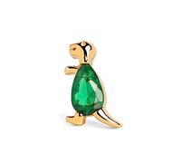 SINGULARU - Orecchino Singolo Dino T Rex Green. Argento Sterling con Placcatura Oro 18Kt. Chiusura a Pressione. Gioielli da Donna