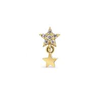 SINGULARU - Orecchino Singolo Duo Shinning. Argento Sterling 925 con Finitura in Oro 18Kt e Motivo Stella con Zirconi. Gioielli per Donna