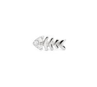 SINGULARU - Orecchino Singolo Fishbone Spark. Argento Sterling 925 con Finitura in Rodio. Chiusura a Pressione. Gioielli per Donna