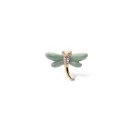 SINGULARU - Orecchino Singolo Libellula. Argento Sterling 925 con Finitura in Oro 18Kt, Smalto e Zirconi. Gioielli per Donna