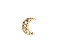 SINGULARU - Orecchino Singolo Mini Moon Spark. Argento Sterling 925 con Placcatura Oro 18Kt. Chiusura a Vite. Gioielli da Donna