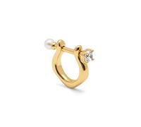 SINGULARU - Orecchino Singolo Perla e Spark. Ottone con bagno in Oro 18 Kt e Perla Coltivata. Gioielli da Donna.