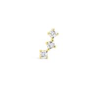 SINGULARU - Orecchino Singolo Triple Spark. Argento Sterling 925 con Finitura in Oro 18Kt. Chiusura a Pressione. Gioielli per Donna