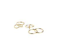 SINGULARU - Set 5 Anelli Nefertiti. Acciaio con placcatura in oro 18 kt. Gioielli da donna. Misura 10.