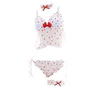 SINGUYUN Sexy Fragola Lingerie Micro Bikini Anime Giapponese Cosplay Costume Da Bagno Perizoma Pigiama Set, 358bianco Rosso, taglia unica