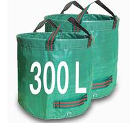 Singwow Sacchetti da giardino resistenti, riutilizzabili, con manici, ideali per raccogliere rifiuti, foglie (300 L x 2)