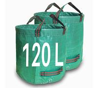 Singwow Sacchetti per rifiuti da giardino, 120 l, resistenti, riutilizzabili, con manici, ideali per raccogliere rifiuti da cortile, erba e foglie (120 l)