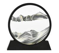 SINGYICO 3D Dynamic Sand Art Liquid Motion, immagine in movimento rotonda in vetro 3D Deep Sea Sandscape Display cornice che scorre rilassante desktop casa ufficio decorazione lavoro (nero)