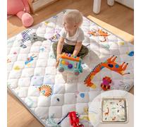 Sinhaklóho Tappeto Gioco Bambini Extra Spesso e Pieghevole, Antiscivolo, Lavabile in Lavatrice, 127×127 cm, Senza Odore, Ideale per Pavimenti e Box Neonato, Safari Selvaggio