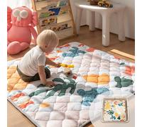 Sinhaklóho Tappeto Gioco Bambini Extra Spesso e Pieghevole, Antiscivolo, Lavabile in Lavatrice, 127×127 cm, Senza Odore, Ideale per Pavimenti e Box Neonato, Felicità Botanica